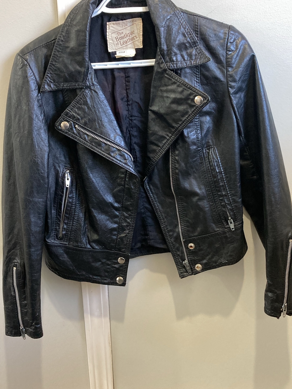 Women's Black Leather Moto Jacket